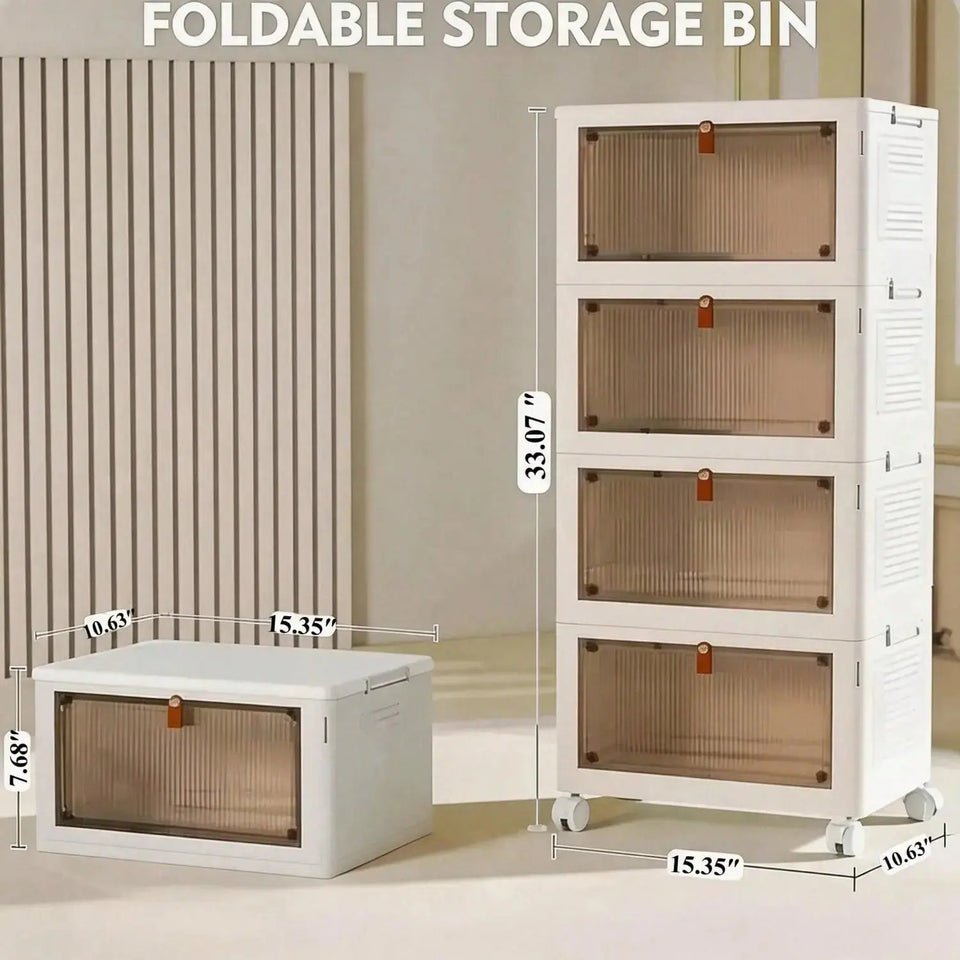 Foldable Rolling Storage Cabinet & Organizer Box with Magnetic Doors – Multi-Purpose Home & Pet Supplies Bin - SS Creative Holdings