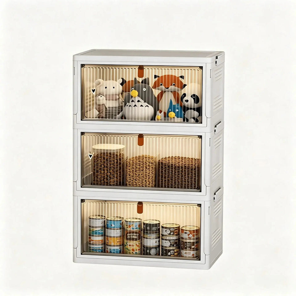 Foldable Rolling Storage Cabinet & Organizer Box with Magnetic Doors – Multi-Purpose Home & Pet Supplies Bin - SS Creative Holdings