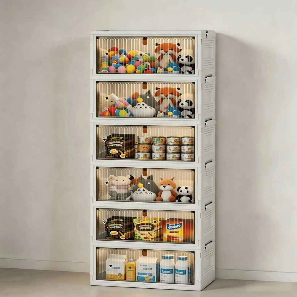 Foldable Rolling Storage Cabinet & Organizer Box with Magnetic Doors – Multi-Purpose Home & Pet Supplies Bin - SS Creative Holdings
