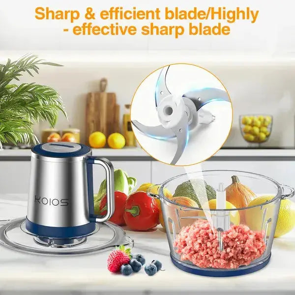 KOIOS Electric Food Chopper, 2L Automatic Meat Grinder & Vegetable Processor, 300W - SS Creative Holdings