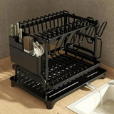 Large Capacity 2-Tier Dish Drying Rack with Rotatable Drain Board - SS Creative Holdings