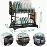 Large Capacity 2-Tier Dish Drying Rack with Rotatable Drain Board - SS Creative Holdings