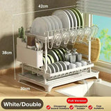 Large Capacity 2-Tier Dish Drying Rack with Rotatable Drain Board - SS Creative Holdings