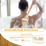Luxury 15" Long Handle Bath Brush Wooden Bath & Body Scrubber – Detachable Exfoliating Shower Brush for Deep Cleansing & Detox - SS Creative Holdings