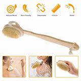 Luxury 15" Long Handle Bath Brush Wooden Bath & Body Scrubber – Detachable Exfoliating Shower Brush for Deep Cleansing & Detox - SS Creative Holdings