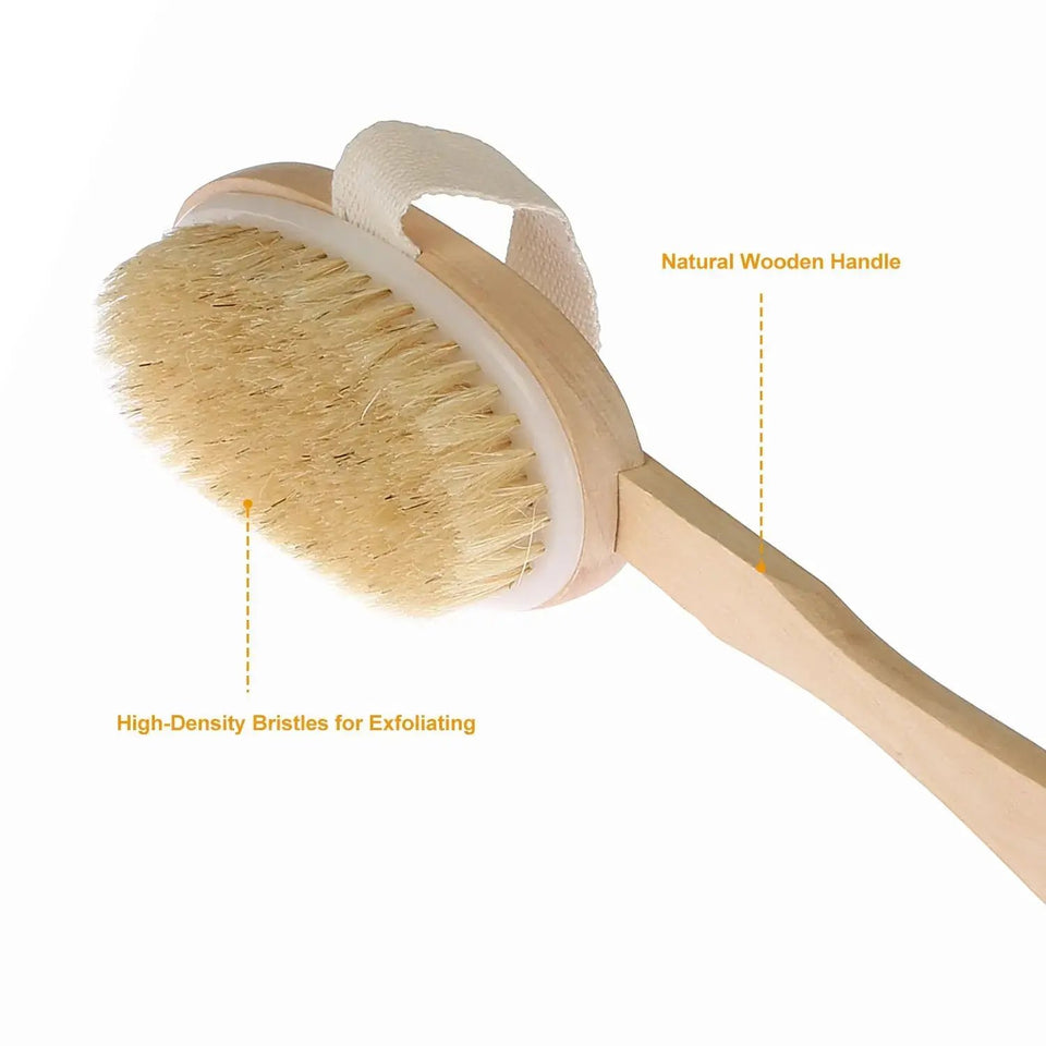 Luxury 15" Long Handle Bath Brush Wooden Bath & Body Scrubber – Detachable Exfoliating Shower Brush for Deep Cleansing & Detox - SS Creative Holdings