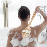 Luxury 15" Long Handle Bath Brush Wooden Bath & Body Scrubber – Detachable Exfoliating Shower Brush for Deep Cleansing & Detox - SS Creative Holdings