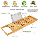 Luxury Extendable Bamboo Bathtub Caddy Tray – Spa Organizer with Tablet, Phone & Wine Glass Holders - SS Creative Holdings