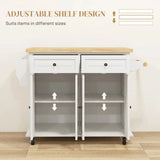 Mobile Kitchen Island with Rubberwood Top – Spacious Storage Cart in Cream White - SS Creative Holdings
