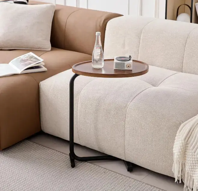 Modern C-Shaped Side Table – Compact End Table for Living Room & Bedroom - SS Creative Holdings