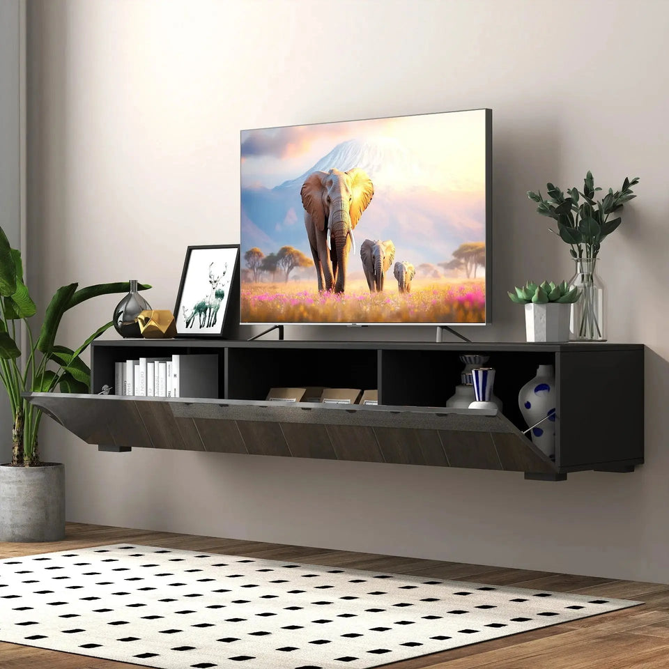 Modern Floating Entertainment Center – Sleek Wall-Mounted Media Console - SS Creative Holdings