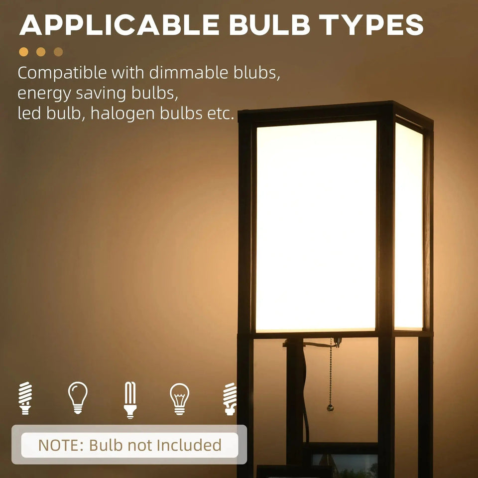 Modern Shelf Floor Lamp with Dual Ambient Light  & Storage Shelves - SS Creative Holdings