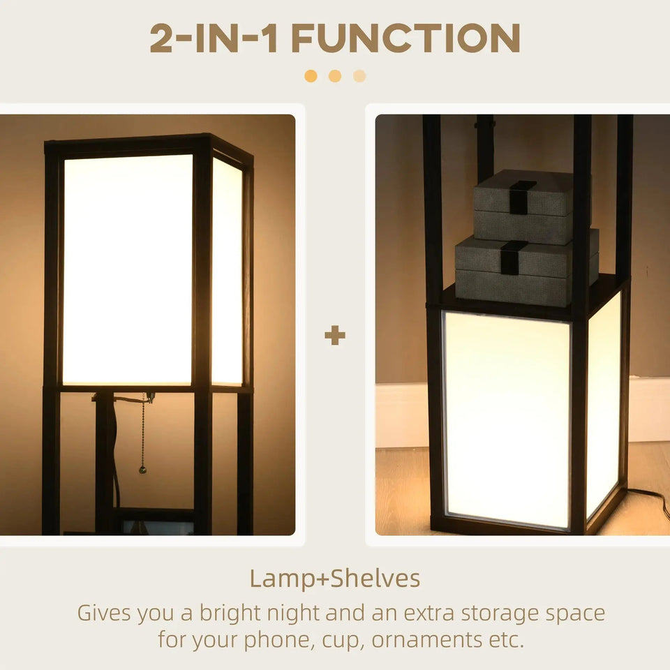 Modern Shelf Floor Lamp with Dual Ambient Light  & Storage Shelves - SS Creative Holdings