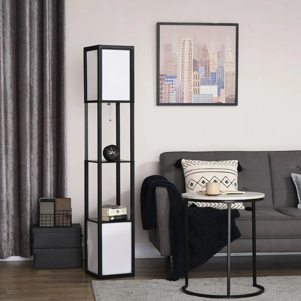 Modern Shelf Floor Lamp with Dual Ambient Light  & Storage Shelves - SS Creative Holdings