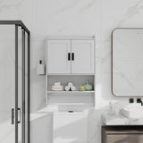 Multi-Functional Bathroom Wall Cabinet – White Storage Organizer with Adjustable Shelf, Towel Bar & Paper Holder - SS Creative Holdings