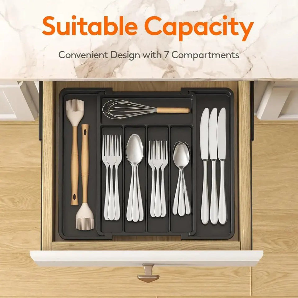 Premium Expandable Kitchen Drawer Organizer – Adjustable Utensil & Silverware Tray for a Clutter-Free Home. - SS Creative Holdings