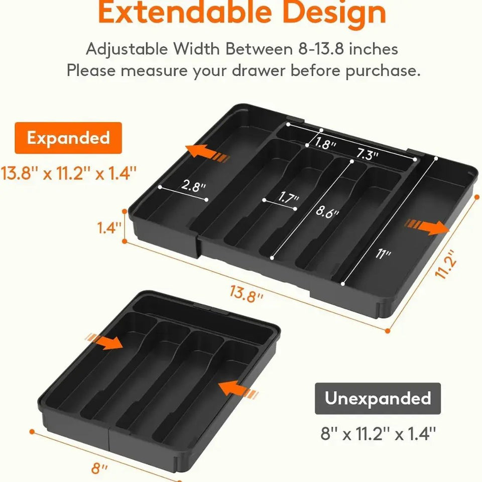 Premium Expandable Kitchen Drawer Organizer – Adjustable Utensil & Silverware Tray for a Clutter-Free Home. - SS Creative Holdings