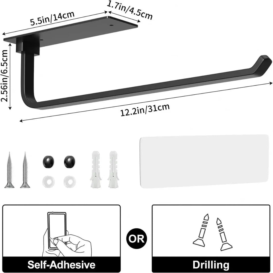 Premium Matte Black Under-Cabinet Paper Towel Holder – Space-Saving Kitchen Organizer. - SS Creative Holdings