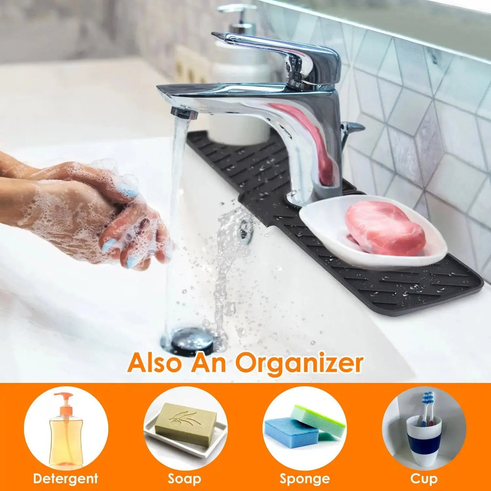 Premium Silicone Kitchen Sink Faucet Splash Guard & Drain Mat – Keeps Countertops Dry & Clean - SS Creative Holdings