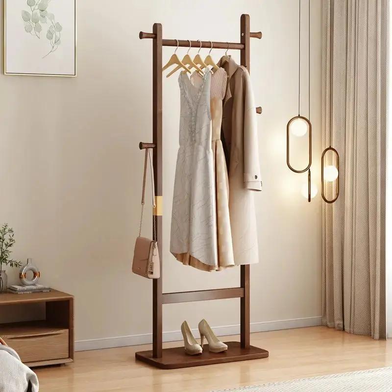 Solid Wood Minimalist Coat Rack – Freestanding Entryway Organizer with Natural Walnut Finish (71") - SS Creative Holdings