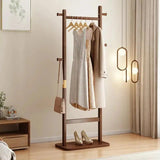Solid Wood Minimalist Coat Rack – Freestanding Entryway Organizer with Natural Walnut Finish (71") - SS Creative Holdings