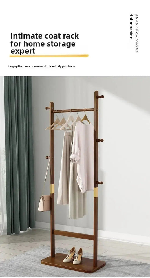 Solid Wood Minimalist Coat Rack – Freestanding Entryway Organizer with Natural Walnut Finish (71") - SS Creative Holdings