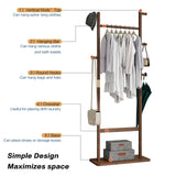 Solid Wood Minimalist Coat Rack – Freestanding Entryway Organizer with Natural Walnut Finish (71") - SS Creative Holdings