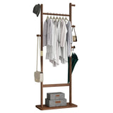Solid Wood Minimalist Coat Rack – Freestanding Entryway Organizer with Natural Walnut Finish (71") - SS Creative Holdings