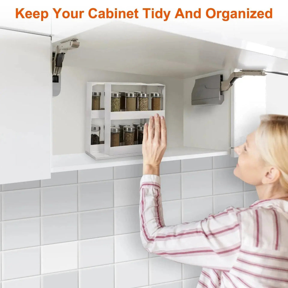 Swivel Cabinet Organizer – Rotating Kitchen Rack for Spices & Condiments. - SS Creative Holdings