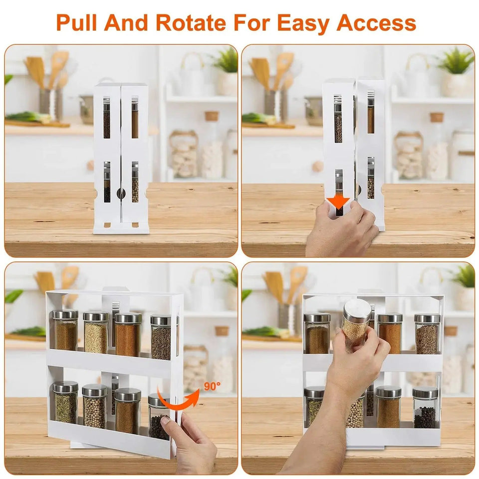 Swivel Cabinet Organizer – Rotating Kitchen Rack for Spices & Condiments. - SS Creative Holdings