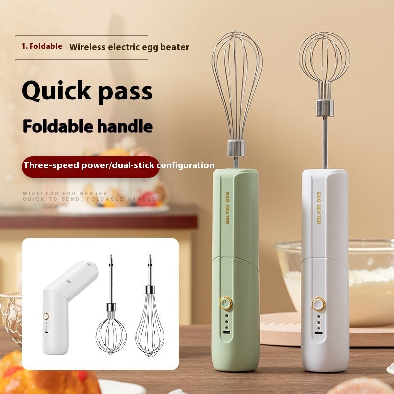 Wireless Foldable Electric Whisk - 3-Speed Portable Cream & Egg Blender