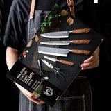 6 PCS Kitchen Knife Sets, Steel Kitchen Knives Set Tools Forged Kitchen Knife Scissors Ceramic Peeler Chef Slicer Knife Gift Case - SS Creative Holdings