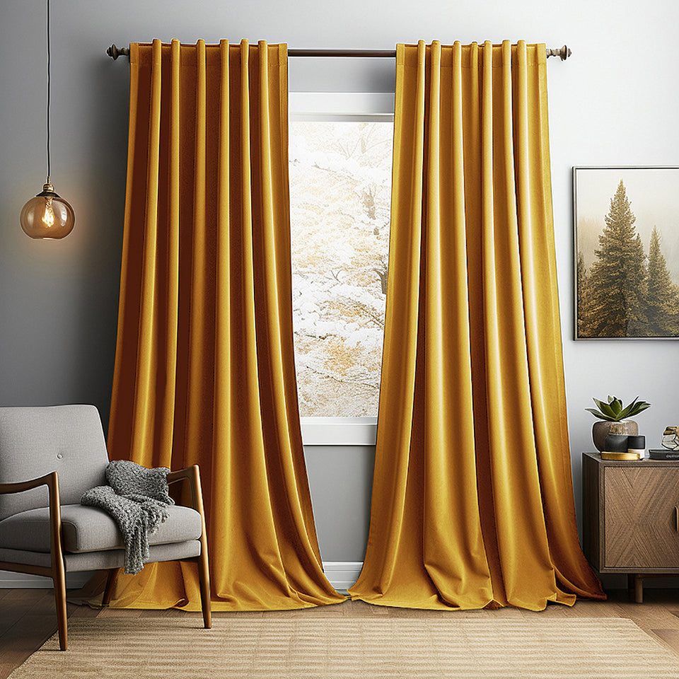 Solid-color Vintage Velvet Blackout And Heat-insulating Curtains For The Living Room Bedroom Or Study