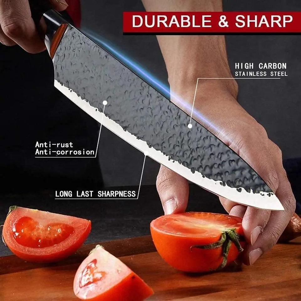 6 PCS Kitchen Knife Sets, Steel Kitchen Knives Set Tools Forged Kitchen Knife Scissors Ceramic Peeler Chef Slicer Knife Gift Case - SS Creative Holdings