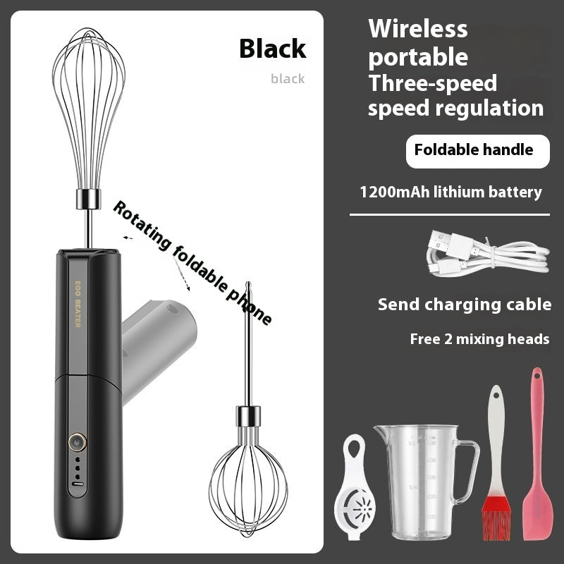 Wireless Foldable Electric Whisk - 3-Speed Portable Cream & Egg Blender