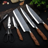 6 PCS Kitchen Knife Sets, Steel Kitchen Knives Set Tools Forged Kitchen Knife Scissors Ceramic Peeler Chef Slicer Knife Gift Case - SS Creative Holdings